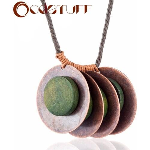 Vintage Wood Jewelry Long Necklace for Women Rope Chain Chokers Statement necklaces & pendants Jewellery Suspension 2020 Hotsale