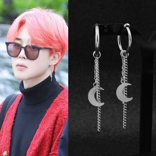 SOHOT 2020 Hot Sale Long Chain Tassel Moon Pendant Women Man Drop Earrings Chic Japan Korean Design Unisex Popular Jewelry