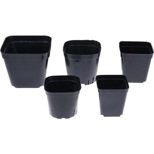 10 Pcs Gardening Plastic Black Color Flower Pots Planters Creative Small Square For Succulent Plants Vegetable