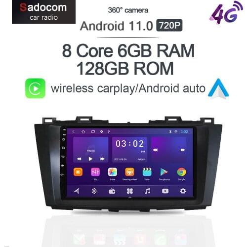 360 Panoramic Camera Carplay 6G+128G Android 10.0 Car DVD Player GPS WIFI Bluetooth 5.0 RDS Radio For Mazda 5 2010 - 2014 2015