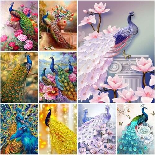 DIY Peacock 5D Diamond Painting Full Round Drill Mosaic Bird Diamond Embroidery Cross Stitch Kits Home Decor Wall Art
