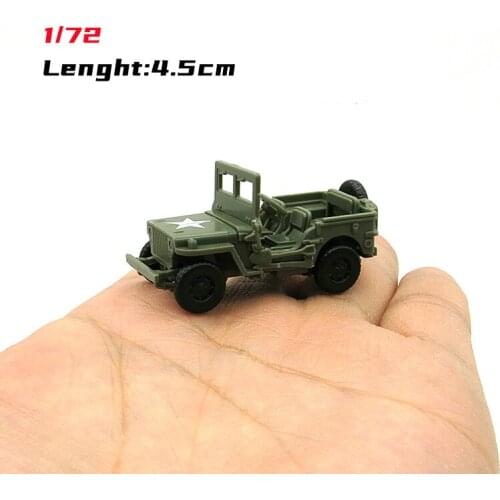 1:72 WWII Willys Jeep with Hanging Bucket 4.5cm Military Vehicle Assemble Car Model Toys