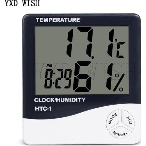 HTC-1 Indoor Room LCD Electronic Temperature Humidity Meter Digital Thermometer Hygrometer Weather Station Alarm Clock HTC-1