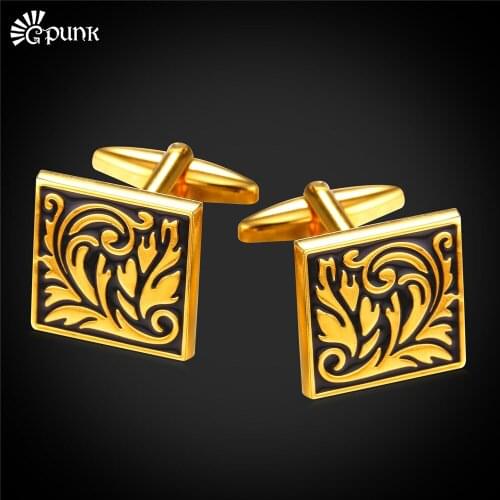 European Vintage Pattern High Quality Cufflinks For Mens Gold / color Wholesale French Shirts Cuff Buttons C2003G