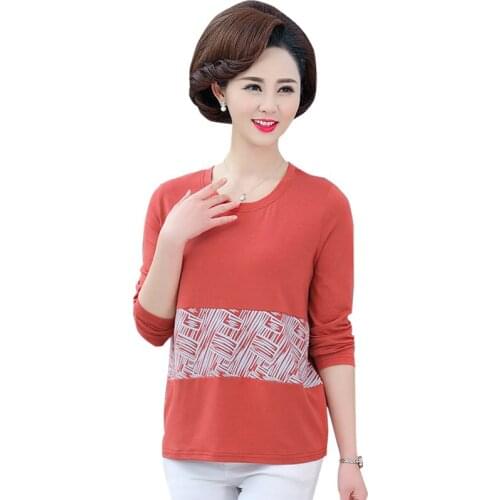 Long Sleeve T-shirts Women Bottoming TShirt Spring Fall 2021 New Casual Plus Size 5XL Middle Aged Mother Casual Loose Tops