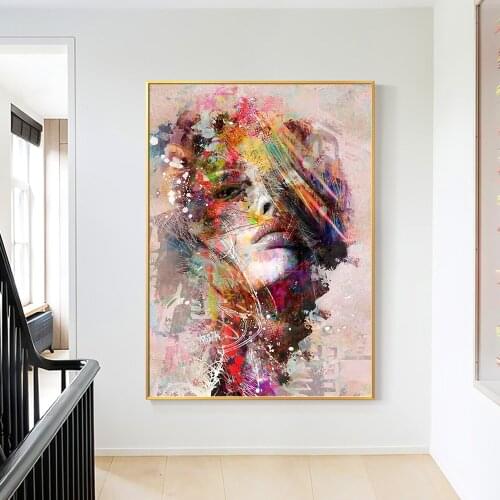 Graffiti Women Portrait Oil Painting Posters and Prints for Living Room Decor Canvas Painting Wall Art Picture Home Decoration