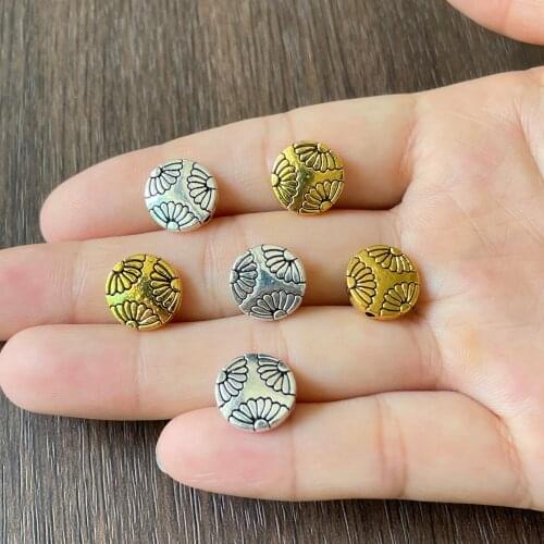 JunKang Round Carved Flower Disc Bead Connector for jewelry making DIY handmade bracelet necklace accessories metal wholesale