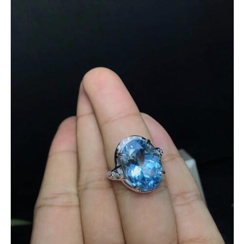 10 carat natural topaz ring, large gemstone color, exquisite craftsmanship, 925 silver inlay