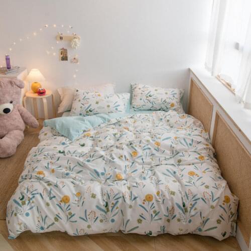 Quilt Cover Set Pure Cotton Floral Printed Bedding Sets Single Queen King Size Duvet Cover With Pillowcase Flat Sheet Set