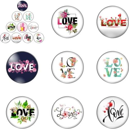 Beautiful Flower Language Love Pattern Sweet Love 12mm/20mm/25mm/30mm Round Photo Glass Cabochon Demo Flat Back Making Findings