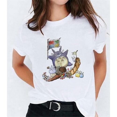 Cartoon Totoro Anime Summer Women Tshirt Harajuku Aesthetic Tshirts Punk Graphic Short Sleeve Tee Tops For Female