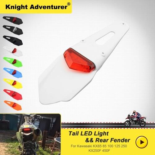 Hot sell Motorcycle LED Tail Light&Rear Fender Stop Enduro Tail Light For Kawasaki KX65 KX85 KX100 KX125 KX250 KX250F KX450F