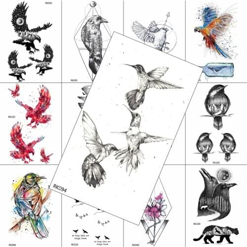 Line painting Hummingbird Temporary Tattoo Realistic Sticker Waterproof Sheet Tattoo For Men Boy Body Art Arm Chest Tatoo Decal