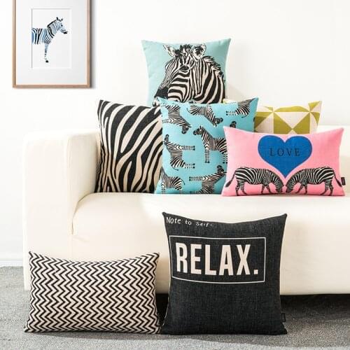 Cartoon Zebra Geometry Cushion Cover Geometric Pillow Cover Home Decor Pillow Case Sofa Waist Pillow christmas pillow cover