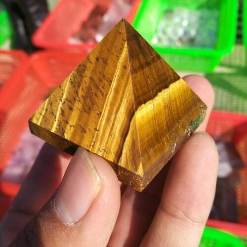Natural tigers eye Energy crystal pyramid quartz point healing stone 1pcs