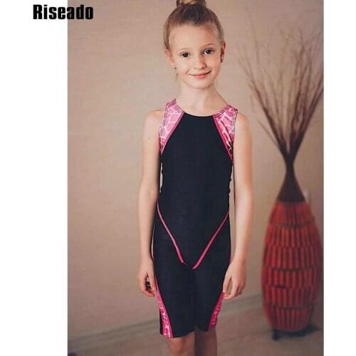 Riseado Sport One Piece Swimsuit 2021 Boyleg Swimwear Girls Racer Back Children Bathing Suit Patchwork Swimming Suit 8-12 Years