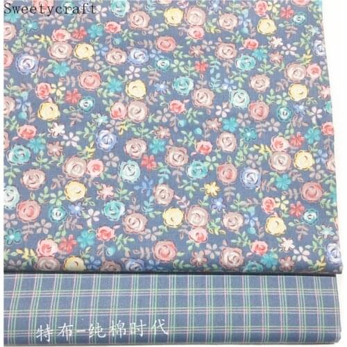 Rose Plaid Twill Fabric Cotton Per Half Meter Children Dress Cloth 2021 for diy Sewing Material Hometextile Clothes 160x50cm