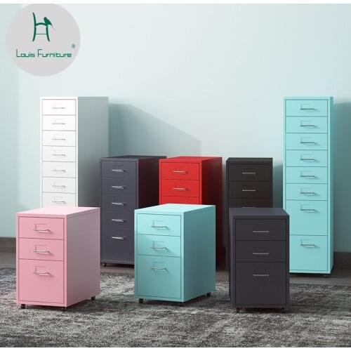 Louis Fashion Filing Cabinets Living room cabinet drawer filing cabinet low mobile small iron cabinet steel movable storage