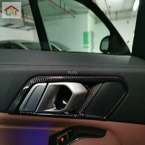 Car styling Carbon fiber For BMW X5 G05 2019 Interior Door Handle Bowl Cover Trim Decorative Frame Stickers Accessories