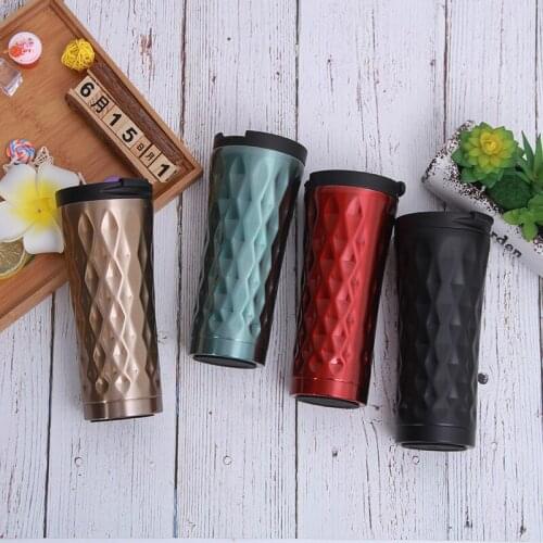 Rhombus Hot Water Vacuum Flask Thermos Bottle Girl Coffee Thermos For Student Thermos Cup Vehicle Heat Preservation Swig Cup