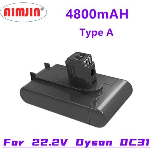 Type A) 22.2V 4800mAh Li-ion Vacuum Battery for Dyson DC35 DC45 DC31 DC34 DC44 DC31 Animal DC35 Animal 917083-01 L50