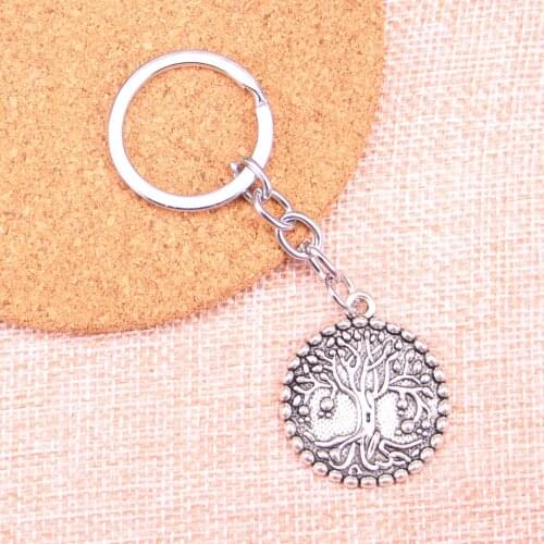20pcs 29mm peace tree Pendants DIY Men Car Key Chain Ring Holder Keyring Souvenir Jewelry Gift