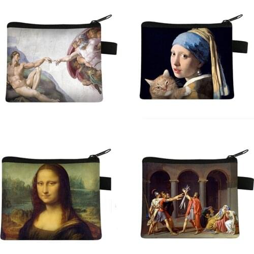 Van Gogh / Michelangelo / Da Vinci Art Coin Purses Women Mona Lisa Lipstick Bag Starry / Lady MIni Card bag