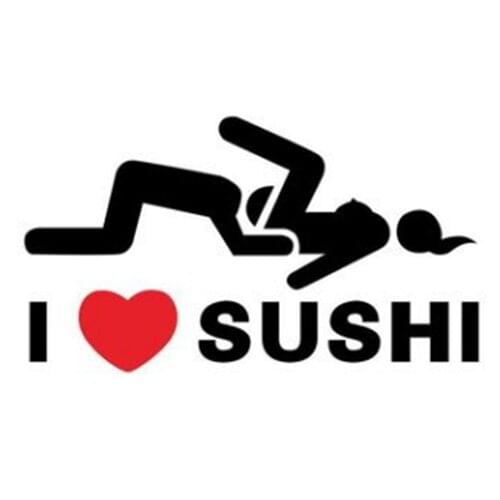 I Love Sushi Sticker Car Window Van Rear Windshield Truck Door Bumper Decal PVC Bomb Funny Stance Daily Driven JDM Drift Rally