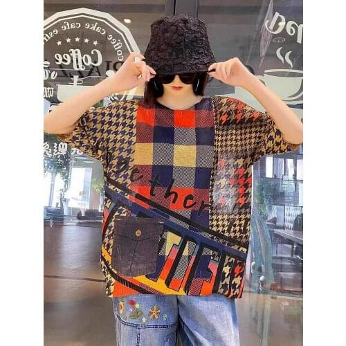 Summer Fashion Plaid Hollow Out Graffiti Goth Tops Women Nice knitted Top Womens Punk Sweatshirts Streetwear Gothic Clothes