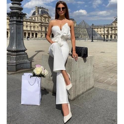Luxury High Street Summer Fashion Sexy Strapless Backless White Black Women Jumpsuit 2021 Celebrity Designer Fashion Rompers