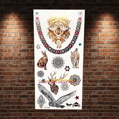 1PC Fashion Angel Wings Fairy Designs Flash Metallic Waterproof Tattoo Women Body Art Back Arm Tattoo AGLH-018 Gold Dreamcatcher