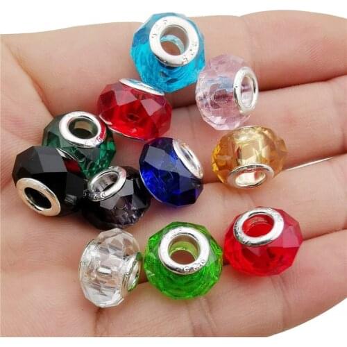 20pcs Hot Assorted Color Cut Faceted Glass Beads Fit Pandora Bracelet Bangle Earring Beads Chain Necklace for DIY Jewelry Making