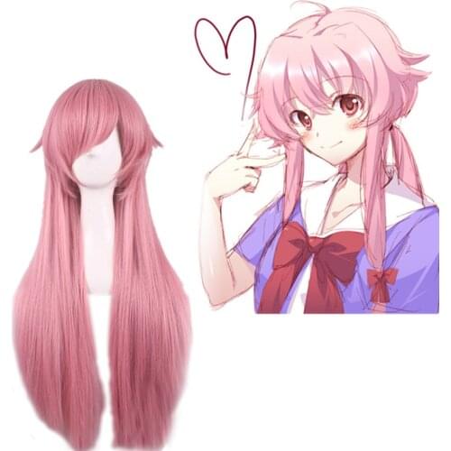 2019 New Anime Mirai Nikki Gasai Yuno Wig Cosplay Costume The Future Diary Women Long Hair Halloween Party Wigs + Wig Cap