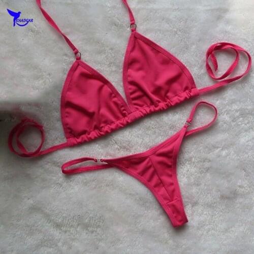 2019 Sexy Thong Transparent Micro Bikini Swimsuit Separate Bikini Set Beachwear Sunbathing Brazilian Swimwear Mini Bathing Suit