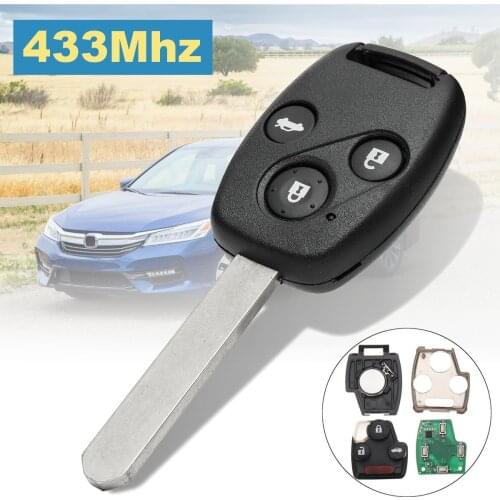 3 Buttons Car Remote Key 433Mhz ID48 Key Fob + Blade For Honda for Accord 2003 2004 2005 For CRV 2005 2006 CR1616 Battery