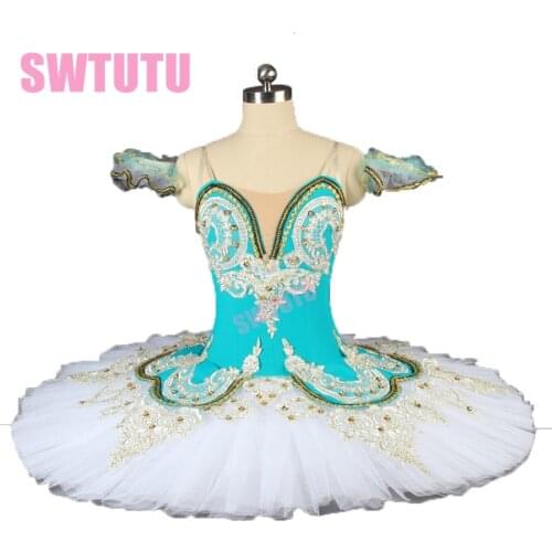 Free shipping Sleeping beauty ballet tutu adult women green professional tutu pancake ballet stage costumes for girls BT9044E