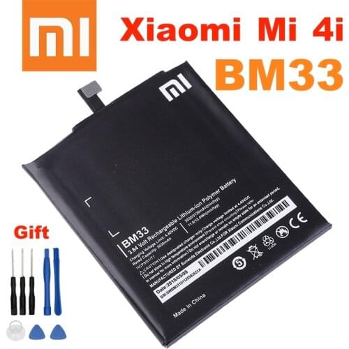 BM33 3120mAh 100% Original Battery For Xiaomi 4i Mi 4i Mi4i M4i BM33 Phone High quality Battery With tools