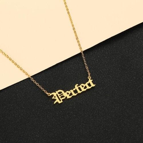 Cxwind Perfect Old English Letter Choker Baby Charm Necklace For Girls Initial Pendant Chain Choker Jewelry Alphabet Collar Gift