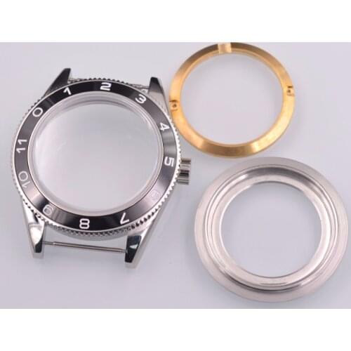 41mm black ceramic Bezel Sapphire Glass steel Case Fit ETA 2824 2836 Movement