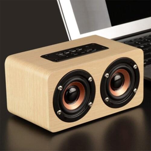 Retro Wooden Wireless Bluetooth 4.2 Speaker HIFI Wireless Dual Loudspeakers 3D Surround Speaker Subwoofer Home Use Music Player