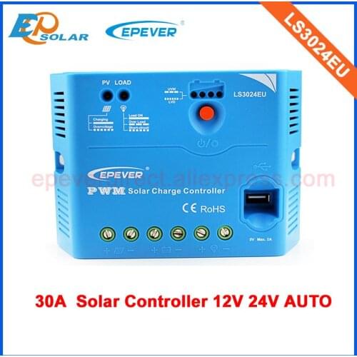 EPEVER 12V 24V auto switch charger battery controller solar panels 30A LS3024EU with USB output small home system application