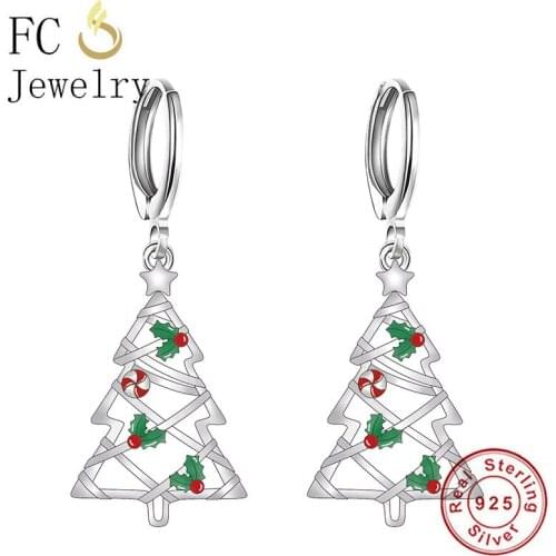 FC Jewelry 925 Silver Christmas Tree Cherry Star Circle Infinity Hoop Earring Accessories Boucles Doreilles For Women Oorbellen