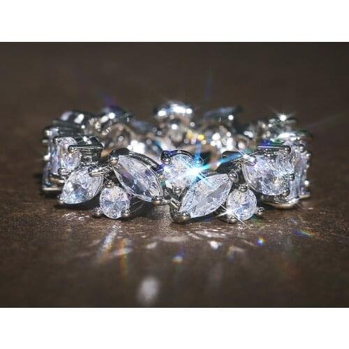 Huitan New Promise Rings for Women Dazzling Cubic Zircon Graceful Lady Accessories Party Fine Girl Gift Trendy Jewelry Wholesale