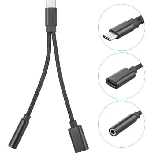 Type C to 3.5 mm and Charger 2 in1 Headphone Audio Jack USB C Cable Adapter