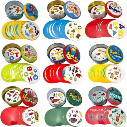 Dobble Card Game Table Board Game For Dobbles Kids Spot Cards It Go Camping Metal Tin Box SHALOM Basic English Toys