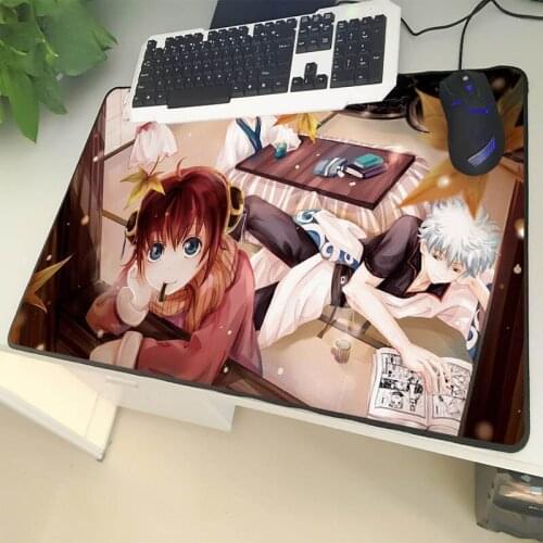 XGZ Anime Large Size Mouse Pad Black Lock Edge Cartoon Cute Girl Laptop PC Table Mat Handsome Boy Rubber Non-slip Universal Type