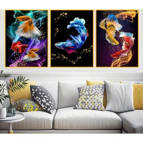 Colorful Goldfish Canvas Painting Modern Living Room Decoration Wall Art Posters Prints Nordic Bedroom Home Decor Pictures