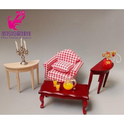 Doll house wood porch semicircle small half side table ob11 1:8 bjd doll diy accessories