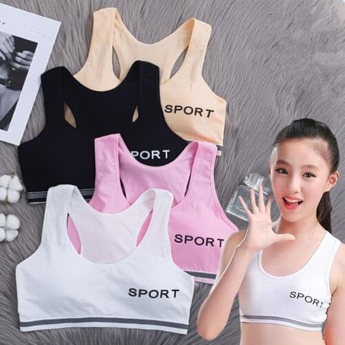 Development Primary Middle School Students Summer Bra Letters Sports Vest Girls Underwear Girl Pure Cotton Wrapped Chest Bras