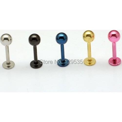 Hot Selling! Fashion 3 4 5mm Diameter 5 colors titanium steel Men Women Body Labret Lip Piercing Jewelry Free Shipping